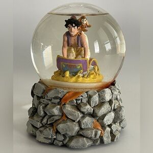 Schmid Disney ALADDIN Flying Carpet Snow Globe/  Music Box, with Abu